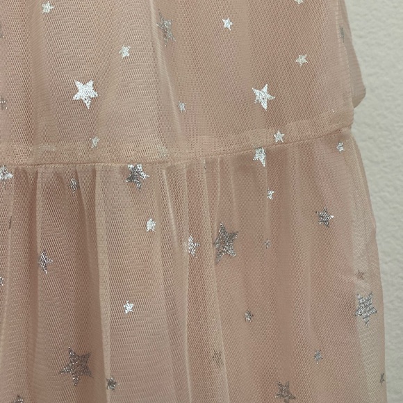 SOLD Old Navy • Light Pink Silver Metallic Star Sheer Sleeves Long Dress - Picture 9 of 15